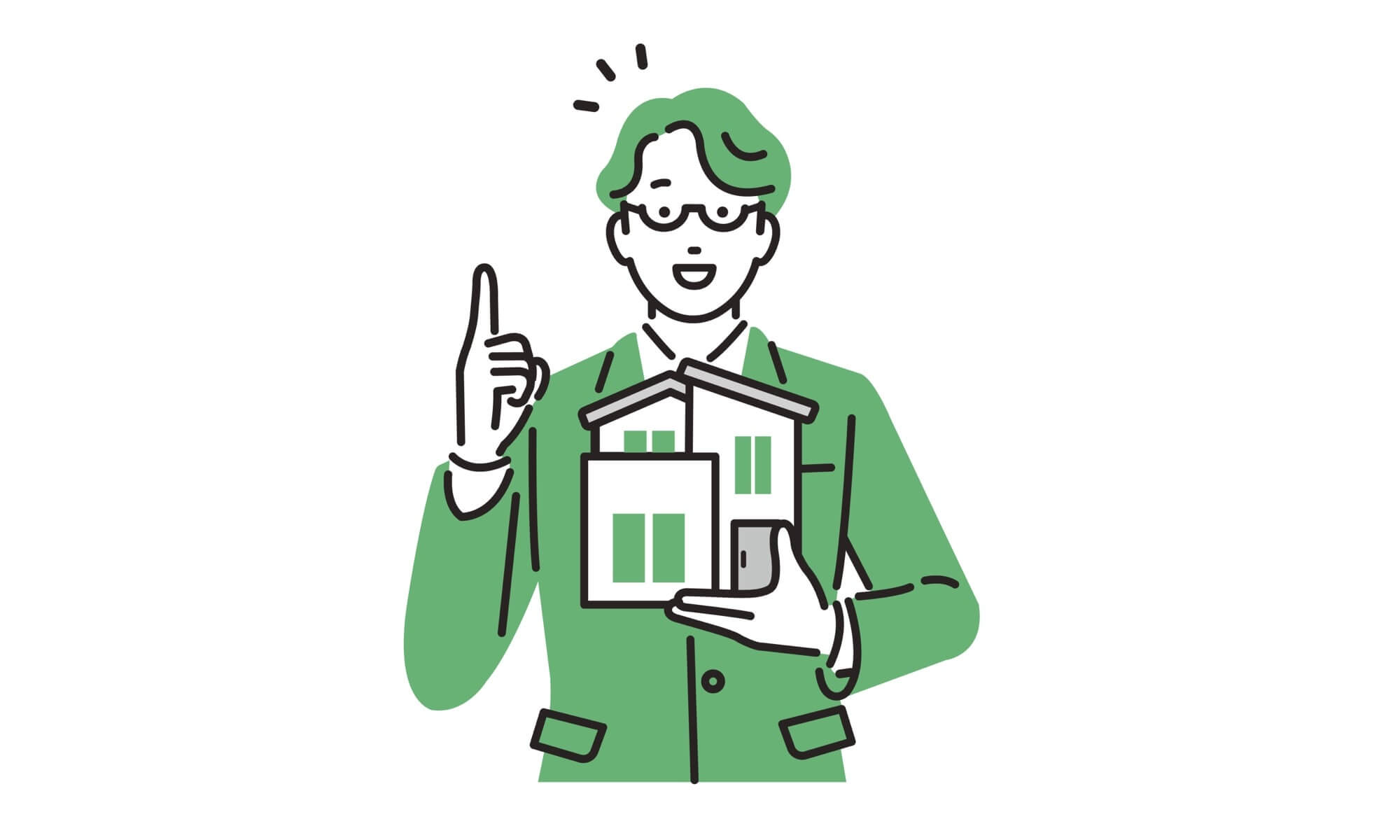 リフォームについて解説する住宅専門家のイラスト